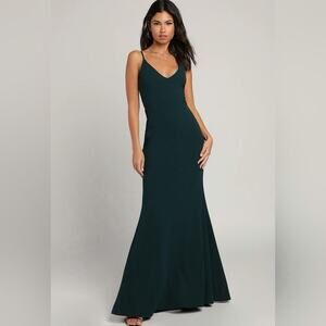Lulu's New Infinite Glory Forest Green Maxi Dress Prom Wedding Party Sz XL NWT